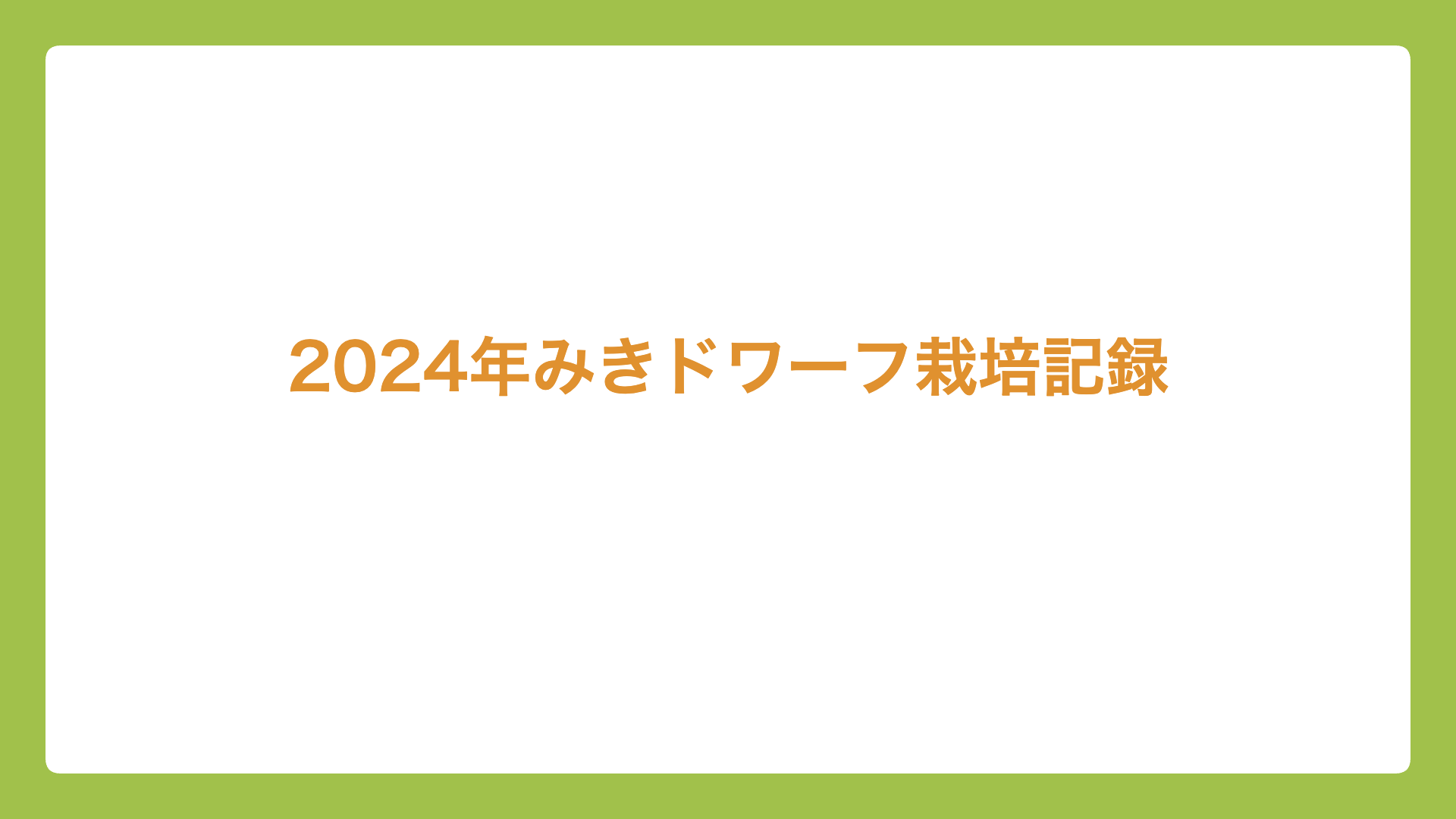 2024年「みきドワーフ」栽培記録（1年目）